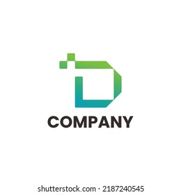 Technology letter D logo pixel