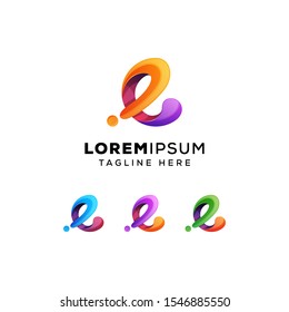 technology letter E abstract logo template colorful letter e logo for your company