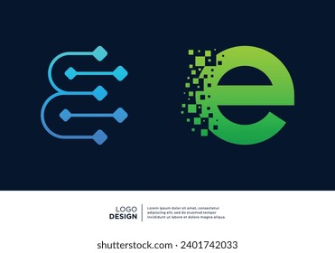 Technology letter E logo design. Creative and modern logo design