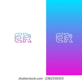 Technology Letter ER, RE logo design template elements. Modern abstract digital alphabet letter logo.