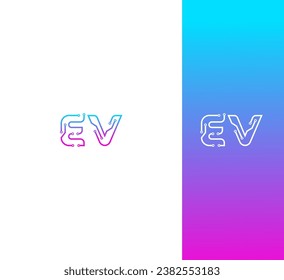 Technology Letter EV, VE logo design template elements. Modern abstract digital alphabet letter logo.