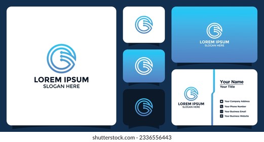 technology letter G logo design and business card