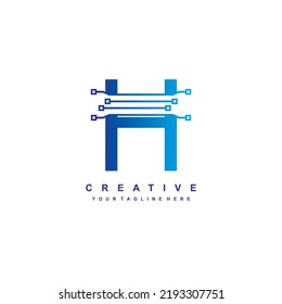 technology letter H logo template. futuristic letter H vector logo with blue gradient color. geometric shape. can be used for business logos, technology, companies, products, etc