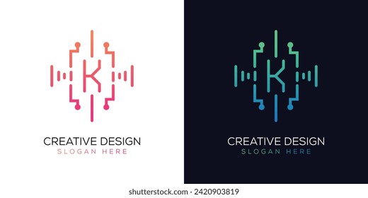 Technology Letter K Logo Design Gradient Color