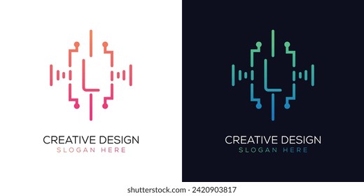 Technology Letter L Logo Design Gradient Color