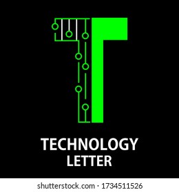 ilustración de plantilla de diseño de logotipo de carta de tecnología. Esto es bueno para la tecnología, la ciencia, la computación, etc., esto es letra t 