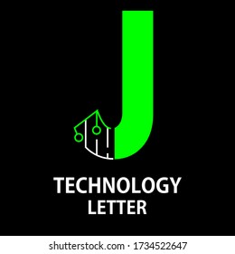 technology letter logo design template illustration. This is good for technology, science, computer etc. this is j letter 