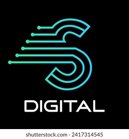 technology letter logo design template illustration. This is good for technology, science, computer etc. this is s letter 