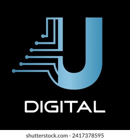 Technology letter logo design template illustration. This is good for technology, science, computer etc. this is u letter 