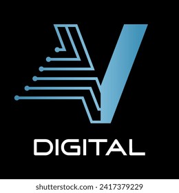 Technology letter logo design template illustration. This is good for technology, science, computer etc. this is v letter 