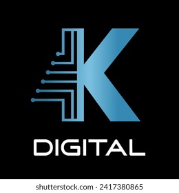 Design-Vorlage für Technologiebriefe-Logo. Das ist gut für Technologie, Wissenschaft, Computer etc., das ist k Brief 