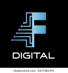 Technology letter logo design template illustration. This is good for technology, science, computer etc. this is f letter 