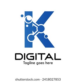 Ilustración de diseño de logotipo de carta de tecnología. Esto es bueno para la tecnología, la ciencia, la computadora, etc., esto es letra k 