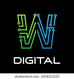 Technology letter logo design template illustration. This is good for technology, science, computer etc. this is w letter 