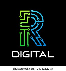 Technology letter logo design template illustration. This is good for technology, science, computer etc. this is r letter 