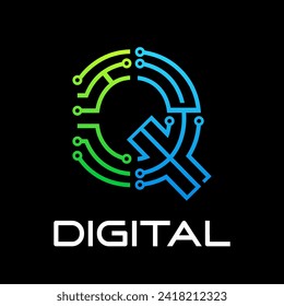 Technology letter logo design template illustration. This is good for technology, science, computer etc. this is q letter 