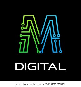 Ilustración de diseño de logotipo de carta de tecnología. Esto es bueno para la tecnología, la ciencia, la computación, etc., esta es mi carta 