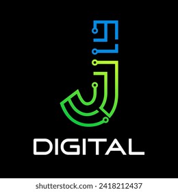 Technology letter logo design template illustration. This is good for technology, science, computer etc. this is j letter 