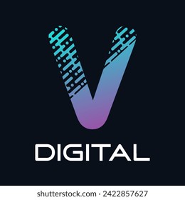Technology letter logo design template illustration. This is good for technology, science, computer etc. this is v letter 