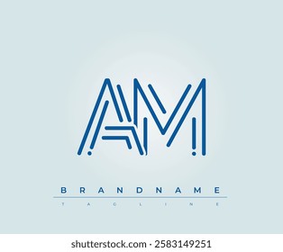 AM Technology Letter Logo Template. This tech letter logo is a graphic mark that uses letters to represent a technology company.