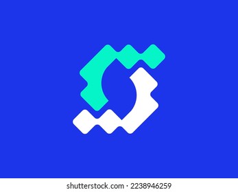 Technology letter mark logo, Letter s monogram