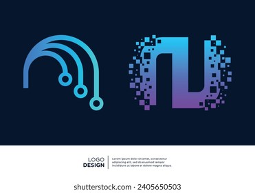 Technology letter N logo design. Creative and modern logo design