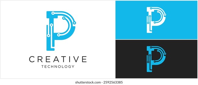 Technology Letter P Logo Abstract vector illustration