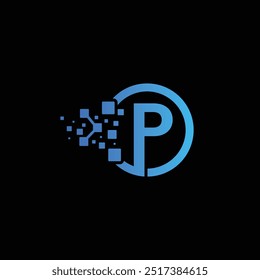 Technology Letter P Logo circle, P tech logo vector template