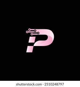 Technology Letter P Logo Template, P tech logo vector