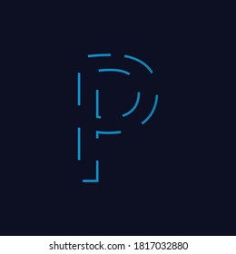 Technology Letter P Logotype blue colored .Creative Outline Logo Design for Alphabet P .Monogram Design For Letter P