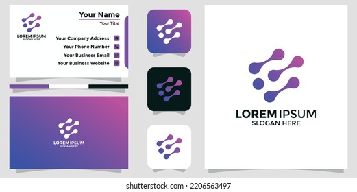 technology letter S design logo and branding card