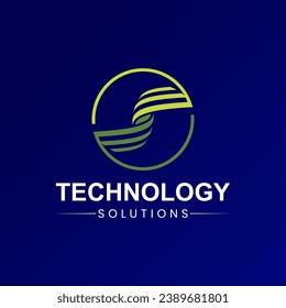 Plantilla de diseño del logotipo de la carta de tecnología S. Logo De La Letra Inicial S. 