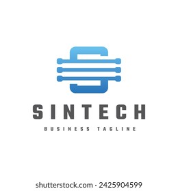 technology letter s logo design with gradient color