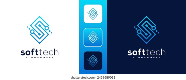 Technology letter S logo design. Symbol technology, Artificial Intelligence, and computer