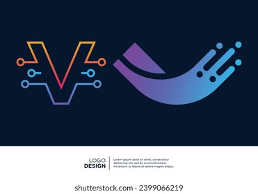 Technology letter V logo design. Creative and modern logo design