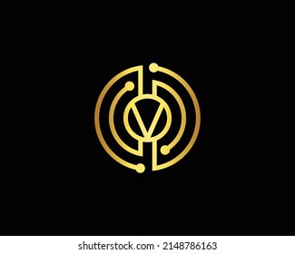 Technology Letter V Logo Icon Design Concept Vector Template Illustration.