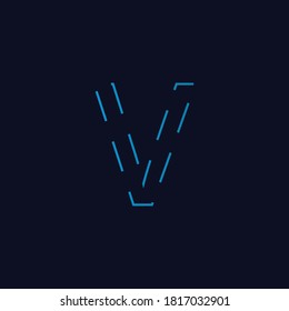Technology Letter V Logotype blue colored .Creative Outline Logo Design for Alphabet V .Monogram Design For Letter V