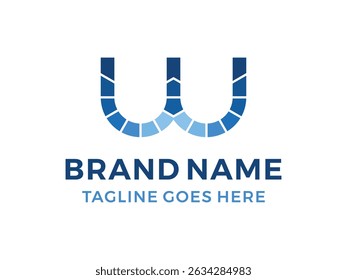 Technology letter W logo design vector, isolated on transparent background
