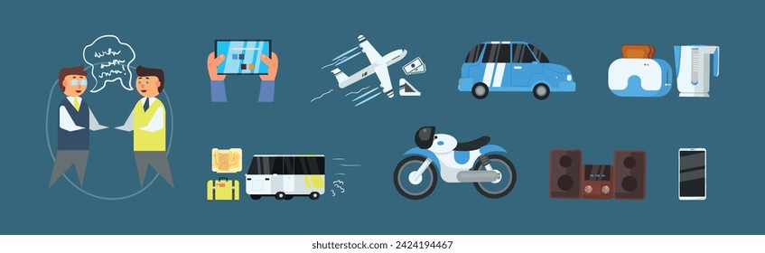 Vida de la tecnología con conjunto de vectores de dispositivo y símbolo