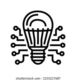 vector de icono de línea de bombilla de luz de tecnología. señal de la bombilla de luz de tecnología. símbolo de contorno aislado ilustración negra