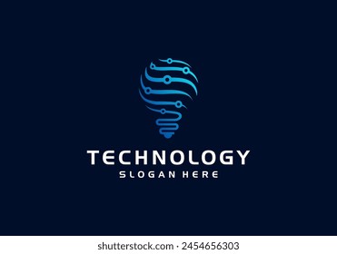 diseño de logotipo de bombilla de luz de tecnología, logotipo de tecnología creativa