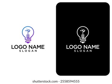 technology light bulb logo design vector.