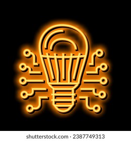 vectores de señal de luz de neón de la bombilla de luz de la tecnología. ilustración de bombilla de luz de tecnología