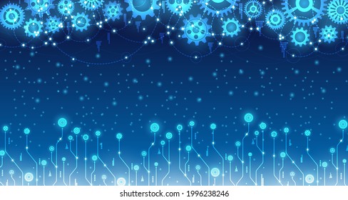 Technology line With cogwheel On a blue background, abstract style. EP.4.Hi-tech communication concept innovation background vector illustration