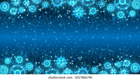Technology line With cogwheel On a blue background, abstract style. EP.7.Hi-tech communication concept innovation background vector 