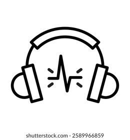 technology line icon, headphone icon vector