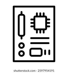 technology line icon, motherboard icon vector
