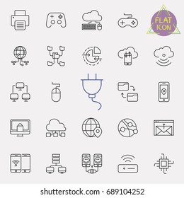 technology line icon set
