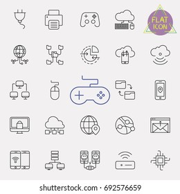 technology line icon set