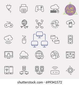 technology line icon set